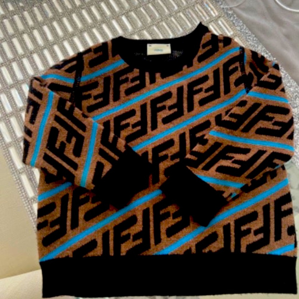 Fendi Kids FF Instarsia Jumper Sweater size 9-12 months